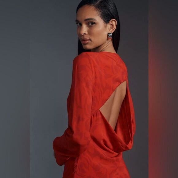 Anthropologie SOVERE Ember Long Sleeve Open Back Slim Maxi Dress NWT - Picture 3 of 10